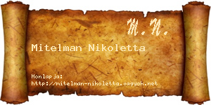 Mitelman Nikoletta névjegykártya